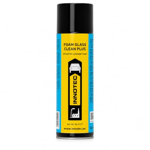 Innotec Foam Glass Clean Plus - Lebensmitteltauglicher Glasreiniger - Schlierenfrei, hinterlässt keinerlei Rückstände - Entfernt hartnäckigen Schmutz (Fett, Insektenreste, Nikotin, Ruß, Öle uvm.)