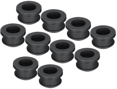 sourcing map 10Pcs Snap Rubber Grommet Plug Mount Dia 15mm ID 11mm Seal Anti-Scratch for Electrical Box Cable Pipe Black