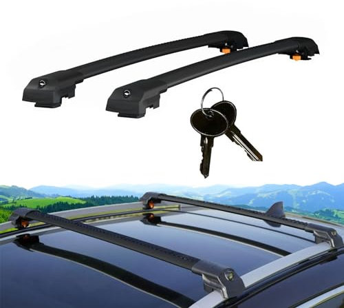 Cross Auto Accessories-Barre Transversale Compatible avec Citroen C4 Cactus SUV 2014-2020; Barres De Toit pour Voitures avec Barres Longitudinales, Verrouillable 2 Pcs Noir