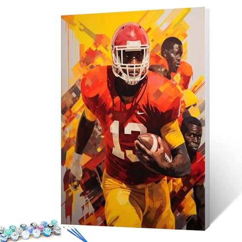 American Football Leichtathletik, digitales Zeichnen, Graffitic, Sportmann, Bild, Malen nach Zahlen, Kits für Erwachsene, Anfänger, Sport, Ölgemälde auf Leinwand, Acryl-Pigment-Kits, Wandkunst,