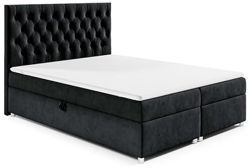 Best For Home Trinity K14 Boxspringbett mit 7-Zonen Bonell-Federkernmatratze | Boxspringbett 200x200 | Boxsprintbett mit Matratze Und Stauraum | Polsterbett 200x200 - Lieferung bis Bordsteinkante
