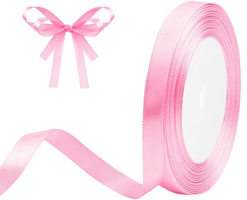 Ruban de Satin Rose 10mm x 23m Rose Ruban Cadeau Ruban de Satin pour L'emballage de Cadeaux, Bricolage, Couture, Décorations de Mariage, Décorations de Noël