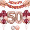 Luftballon 50. Geburtstag Roségold, 50.Geburtstag Deko Frau, Happy Birthday Banner Folienballon Zahl 50 Konfetti Ballon für 50 Jahr Geburtstag Frauen(50.)