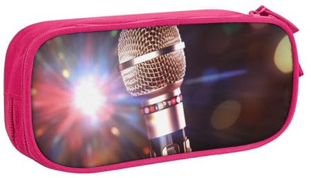 ANABPRMA Karaoke-Mikrofon-Federmäppchen, große Kapazität, doppellagig, Schüler-Stifttasche mit 2 Reißverschluss-Haupttaschen, multifunktionaler Organizer für Schule, Büro, Reisen, rose, Einheitsgröße,