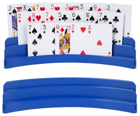 2 Pack Three-Layer Design Playing Cards Holders,Playing Card Holder for Kids Adults Hands Free Card Holder for Family Card Game Nights Poker Parties