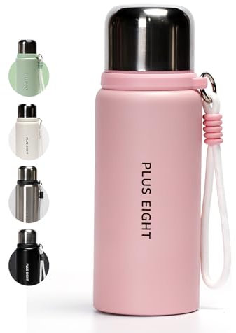 pluseight Insulated Water Bottle with Straw, 600ml Leak Proof 18/8 Stainless Steel Vacuum Tumbler for Sports, Gym or Office, BPA-Free Keep Cold 24H Hot 12H (Pink)