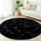 BSGIFT Teppich Rund Schwarz 200 cm, Shaggy Hochflor Teppich Wohnzimmer Flauschig, Modern Langflor Kuschelteppich Wohnzimmerteppich High-Pile Carpet rutschfest für Kinderzimmer Schlafzimmer