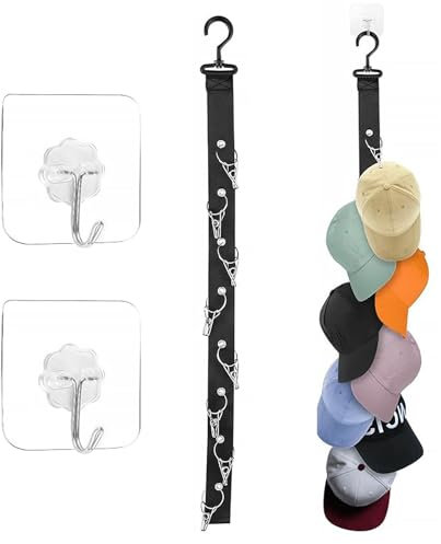 Cap Halter, 2 Stück Cap Aufbewahrung, Cap Halterung Wand, Kappenhalter mit 16 Clips, Kappen Organizer, Hängend Kappen Halter mit Clips, Praktischer cap halter, Für Baskenmütze, Basecap, Sonnenhut