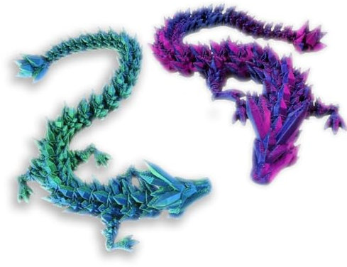 AHEJIOO 2 Stück Kristall Drachen Figur Dekor,3D Gedruckter Drache Beweglich Drache, Drache, Drach, 3D Drachen, Drache 3D Druck, Erwachsene Kinder Geschenke Spielzeug