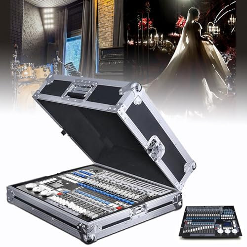 GHRERTX DMX 512 Light Controller with Flight Case,1024 Channels DMX-512 DJ Controller fog machine controller,Support R20 Light Library 60 Scenes 96 fixtures Stage Lighting Console