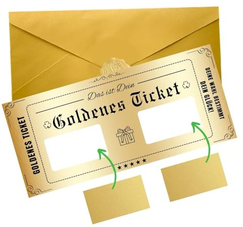 AZMEDA Goldenes Ticket Rubbelkarte – Gutschein zum Selbstgestalten