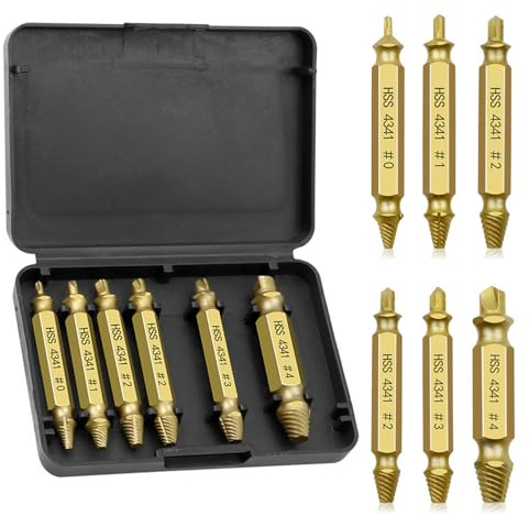 6-teiliges Set zum Ausdrehen beschädigter Schrauben, Upgrade-Geschenke für Männer, Entferner für Schrauben mit abgenutztem Kopf, Muttern und Bolzen, Bohrerwerkzeuge, Schnellarbeitsstahl zum einfachen