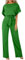 HOOUDO Summer Jumpsuit for Women UK Elegant Summer Short Sleeve Playsuits Ladies Plain Casual Wide Leg Pant Belted Romper Formal Wedding Overalls Baggy One Piece Outfits Dungarees My Orders UK Green