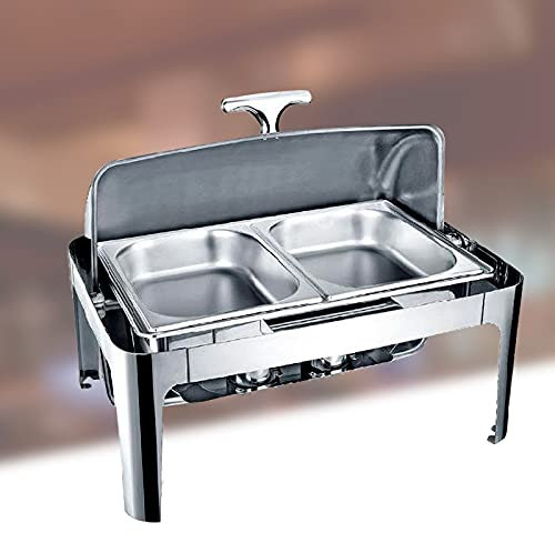 WOTZOV Warmhalteplatten für Buffets elektrisch, Edelstahl Chafing Dish mit Rolltop, Chafing Dishes, 9L，ElectricityGN1/2