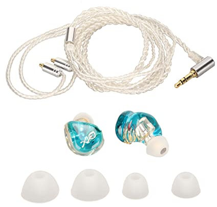NutriEss Earbù monitor cablati professionisti ad alta fedeltà ad alta fedeltà unità di grafene movimentabile cavo mmcx per musicisti amanti a musica resina alloggiamento (Linea bianca)