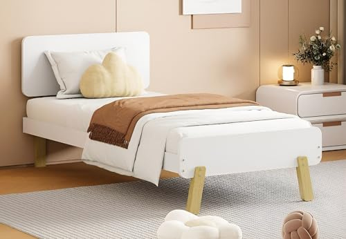 MissionTM Atlantic 3FT Single Bed Frame for Kids – Solid Eco-Friendly Timber, Modern White Design, Supports 100kg – Flat Packed, Fits Standard UK Mattress