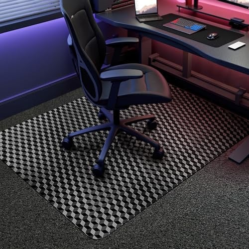 BesWin Office Chair Mat for Carpet, 76x122cm Non-slip Computer Desk Chair Mat for Low Pile Carpets, 2.2mm Thick Plastic Carpet Protector for Rolling Chairs, Easy Glide, Easy to Clean