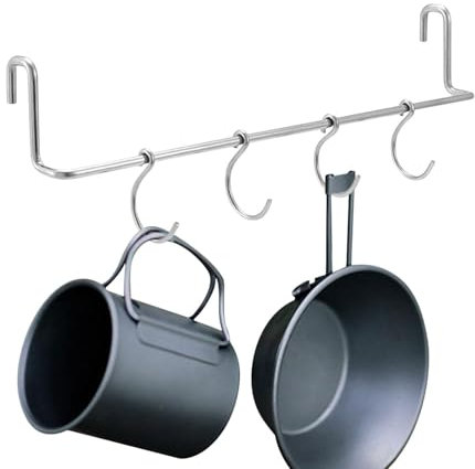 Cup Holder Under Cabinet - Table Hanger Hook – Outdoor Side Rack for Gear | Stainless Steel S Hook Clamp | Portable Under Table Storage Holder for Mugs, Tools, Lanterns, Grill Utensils, Picnic, RV, H