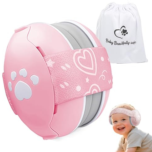 SHOCHX Ear Defender for Babies and Toddlers up to 36 Months | Heart Shape Noise Reduction Earmuffs Comfortable Infant Headphones for Improves Sleep, Travel Essentials for Airplane/Sleep