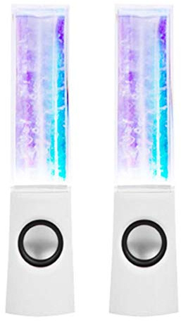 Glayent 2 x LED Light Speakers Dancing Water Music Fountain Light for PC Laptop for Phone Portable Desk Stereo Speaker
