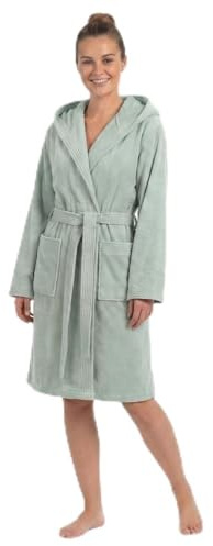 SIEGENTHAL Damen Bademantel 100% Baumwolle mit Kapuze | Samtweiches Frottee-Velours – saugfähig, angenehm warm und ideal als Morgenmantel für Bad, Sauna, Spa & Wellness