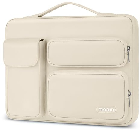 MOSISO 360 Protective Laptop Case 13.3 inch Side Open Bag, Sand | Compatible with MacBook Air 13/Pro 13/14,Scratch-resistant, 13.3 inch Laptop Carrying Sleeve with 2 Raised&1 Flapover Pockets