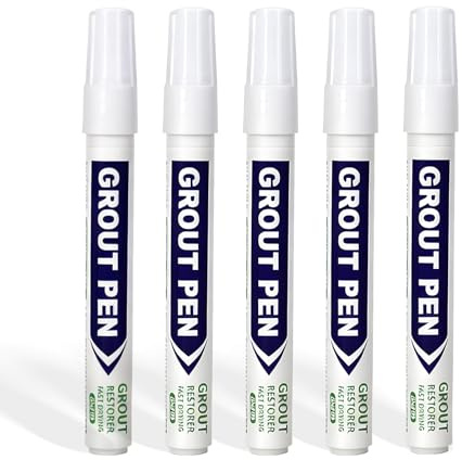 5 Stück Fugenstift Weiß Bad Wasserfest, Fliesenstift, Fugenreparatur Weiss, Fugenfarbe Weiß für Wand- und Bodenfliesen in Badezimmern, Küchen, Badewannen