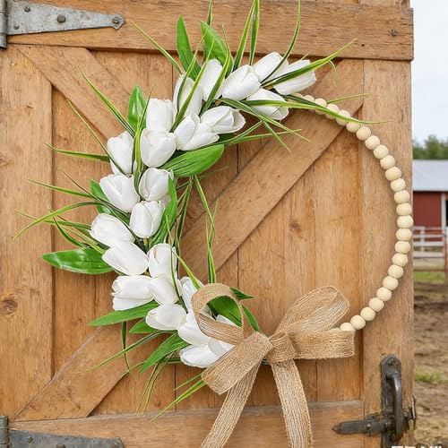 Generic 13,8 Zoll Künstlicher Blumenkranz, Elegante Perlen, Realistische Textur, Multifunktionale Dekoration für Partyfenster (White)