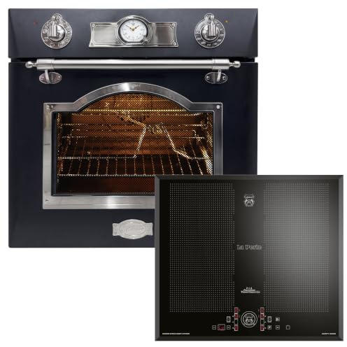 Kaiser Empire Herdset EH 6355+KCT 61 F Backofen Set Retro Elektro Backofen 60 cm 67 L • Einbau-Backofen mit Drehspieß, Heißluft, Grill, Katalytische Selbstreinigung, Induktionskochfeld 60 cm FREE ZONE