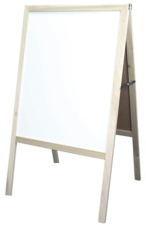 Crestline Festzelt-Staffelei, tolles Gehweg-Schild, natürliche Hartholz-Staffelei (weiße, trocken abwischbare und schwarze Kreidetafel), 106,7 x 61 cm (H x B)