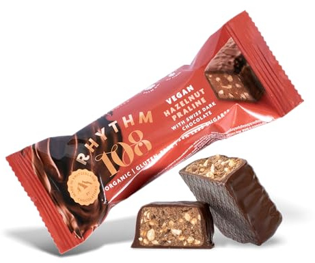 Rhythm 108 Swiss Vegan Hazelnut Praline Bar with Dark Chocolate 15 x 33g