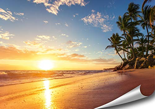 ARTBAY Poster de Plage XXL - 118,8 x 84 cm | Île Tropicale | Coucher de Soleil sur la mer | Poster de Nature | Qualité supérieure
