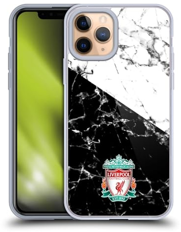 Head Case Designs Officially Licensed Liverpool Football Club Black White Crest Marble Gel Case [Military Grade Protection] Compatible with Apple iPhone 11 Pro and Compatible with MagSafe