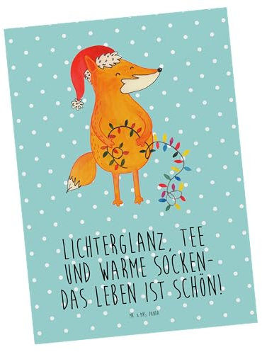 Mr. & Mrs. Panda Postkarte Fuchs Weihnachten - Geschenk, Heiligabend, Nikolaus, Grußkarte, Ansichtskarte, Winter, Dankeskarte, Einladung Geburtstag,