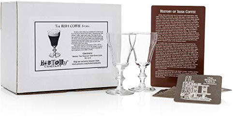HISTORY COMPANY Irish Coffee Glass – Heat-Treated San Francisco-Inspired Design, 2-Piece Set (Gift Box Collection)
