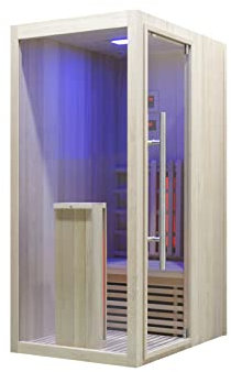 Infrarotkabine WELCON® Easytherm Solo - Hemlock Massivholz Sauna für eine Person - Tür rechts oder links wählbar (Tür bei Draufsicht in die rechte Seitenwand integriert - (wie Abbildung))