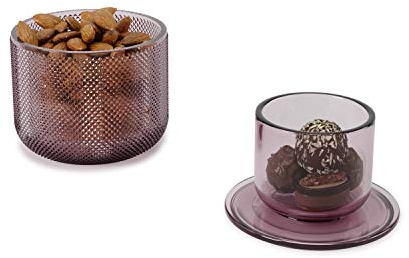 Umbra Allira Glasaufbewahrungsbehälter, Accessoire Organizer mit Deckel, Glasbehälter für Büromaterial, Blumenvase, Violett, Mittel
