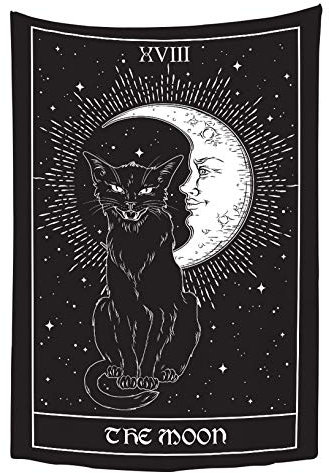 YongColer Gothic Tarot Katze Sonne Mond Wandteppich Wandbehang Dekor für Schlafzimmer Wohnheim (101,6 x 152,4 cm)
