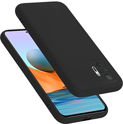 Cadorabo Hülle kompatibel mit Xiaomi RedMi Note 10 PRO Hülle Silikon Handyhülle für RedMi Note 10 PRO Case aus flüssigem Silikon- Kratzfeste und stoßfeste dünne TPU Schutzhülle - Liquid SCHWARZ
