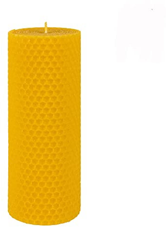 Hahn Kerzenfarm 100% Bienenwachs Stumpenkerze 150x58mm, Unparfümiert, Geblümt