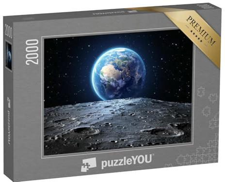puzzleYOU: Puzzle 2000 Teile „Blick vom Mond auf die Erde, NASA-Bildmaterial“ – aus der Puzzle-Kollektion Mond