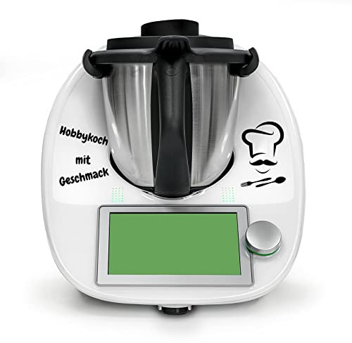 Finest Folia Deko Aufkleber kompatibel mit Küchenmaschine Thermomix TM5 TM6 Design Sticker Zubehör für Küchengerät wasserfest selbstklebend K154 (04 Hobbykoch mit Geschmack, Schwarz)