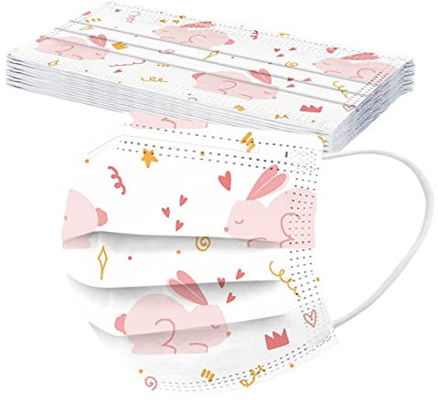 SDFRK® 10 Stück Ostern Kinder Mundschutz Einweg mit Motiv Osterhase Bunt 3-lagig MNS Mund Nasenschutz Maske Tücher Atmungsaktiv Bandana Halstuch Schals