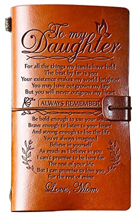 Daughter Birthday Gifts from Mom, GIFTRRY To My Daughter Leather Journal, 140 Page Refillable Writing Journal Diary Gifts for Daughter from Mom, Graduation Back to School Gifts for Daughter
