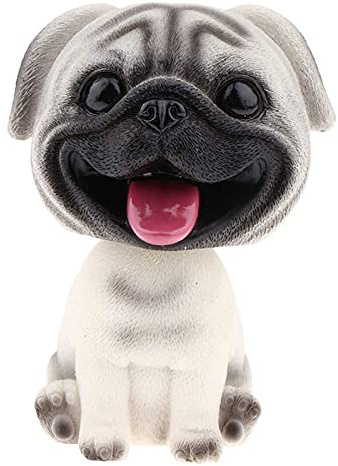 Gkhowiu RéSine Mignon Bobble TêTe Chien Bobbing TêTe Chiot Figurine Jouet Maison Maison/Voiture Tableau de Bord pour Voiture VéHicule DéCoration - Carlin Gris 500173490