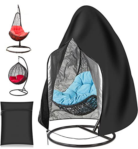 JIIKOOAI Hängesessel Abdeckung Strapazierfähige, leichte, Reißfester, wasserdichter-Oxford-Gewebe-Rattan Egg Chair-Abdeckung mit Reißverschluss, passend für die meisten Outdoor-Ei-Stuhl-Staubschutze