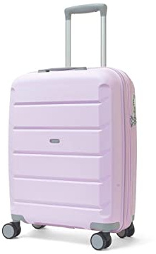 Rock Tulum Small 36/45L Expandable Hard Shell Suitcase - Lilac | Lightweight & Durable - Telescopic Handle - Impact-Resistant - 8 Smooth Wheels - TSA Lock - 55x40x22/25cm - 3.0kg Weight