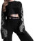 XCJIKUKE Damen Gothic Crop Tops Punk Shirts Steampunk Y2k Langarm Hexe Kostüm Bluse Alt Schwarz Rave Top Emo Outfits, Punk Shirts für Damen, Mittel