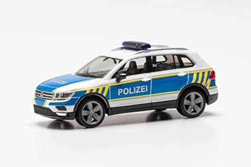 herpa 096973 Modellauto VW Tiguan „Polizei Sachsen-Anhalt“, originalgetreu im Maßstab 1:87, Auto Modell für Diorama, Modellbau Sammlerstück, Deko Miniaturmodelle aus Kunststoff, Mehrfarbig