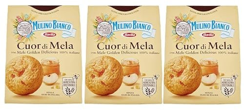 3X Mulino Bianco Cuor di Mela Biscotti con Confettura di Mela Frollini dal Cuore Morbido e Profumato 300gr [3 Confezioni]